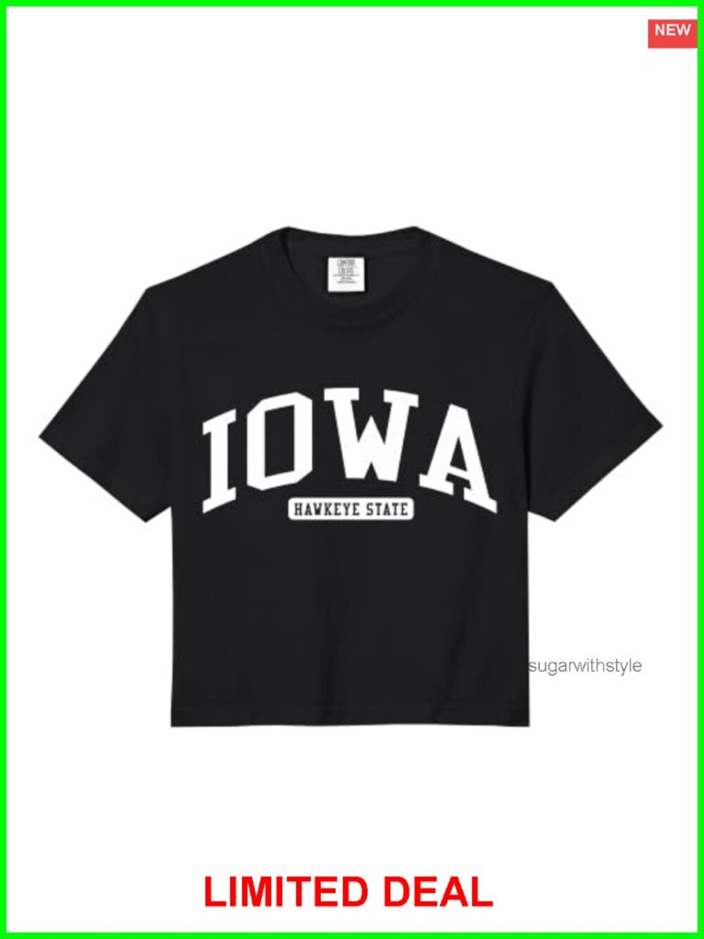 Iowa College University Style Crop Top Soft-Washed Garment-Dyed 100% Cotton